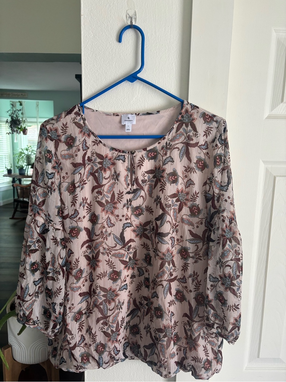 dressbarn Pink Floral Scoop-Neck Blouse